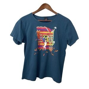 Sabaku Serape t-shirt women's small teal boho art southwest chili cactus cat dog